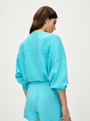 Fluro Blue Raw Edge Washed Jersey Shorts - Image 3 of 6