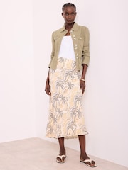 Mint Velvet Green Palm Print Slip Skirt - Image 4 of 7