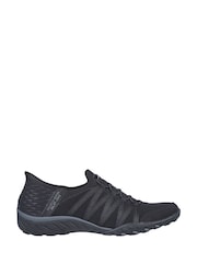 Skechers Black Dark Breathe Easy Roll Slip In With Me Wide Fit Trainers - Image 10 of 10