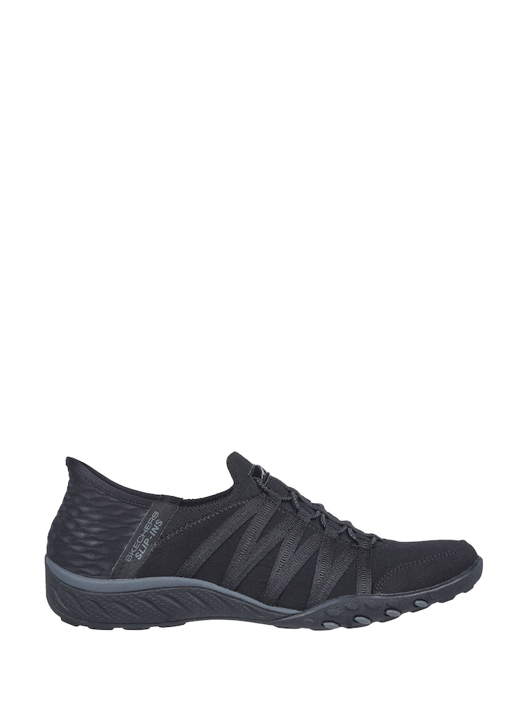 Skechers Black Dark Breathe Easy Roll Slip In With Me Wide Fit Trainers - Image 10 of 10