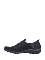 Skechers Black Dark Breathe Easy Roll Slip In With Me Wide Fit Trainers - Image 2 of 5