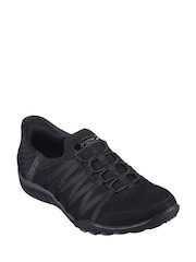 Skechers Black Dark Breathe Easy Roll Slip In With Me Wide Fit Trainers - Image 3 of 5