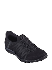 Skechers Black Dark Breathe Easy Roll Slip In With Me Wide Fit Trainers - Image 7 of 10