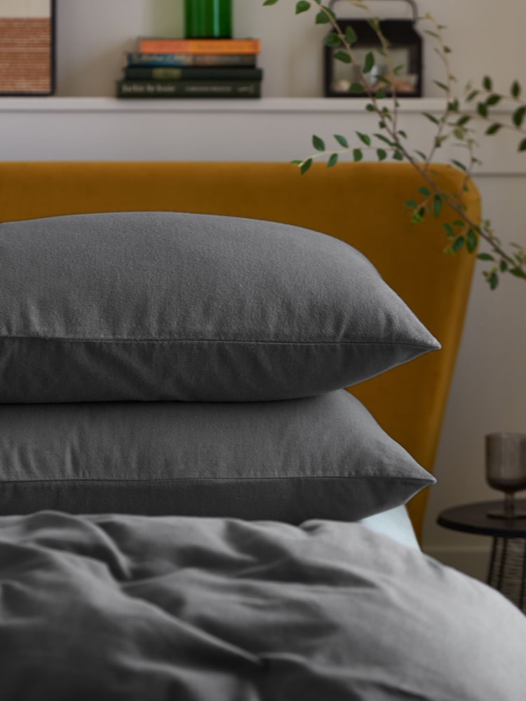 Set of 2 Charcoal Grey Supersoft Brushed Pillowcases - Image 1 of 3 Set of 2 Charcoal Grey Supersoft Brushed Pillowcases - Image 1 of 3