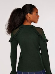 Apricot Dark Green Mesh & Ruffle Shoulder Jumpers - Image 2 of 4