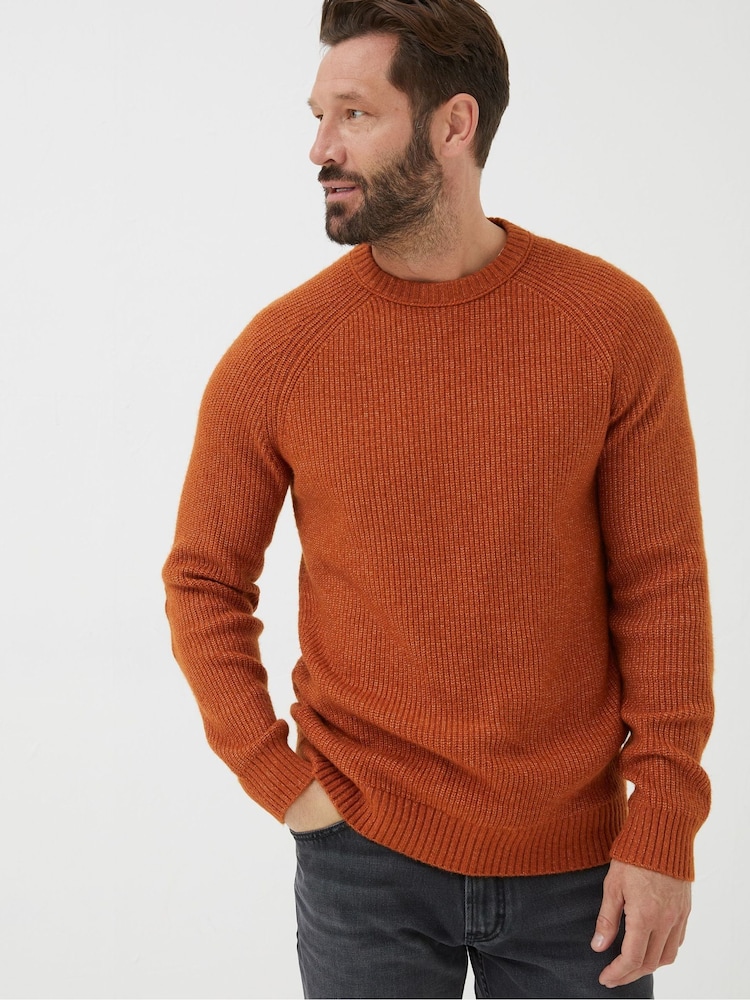 FatFace Orange Hinton Crew Jumper - Image 2 of 6 FatFace Orange Hinton Crew Jumper - Image 2 of 6