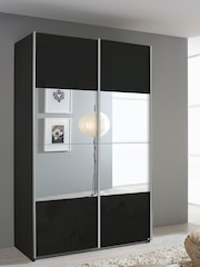 Rauch Dark Grey Courtney Glass and Centre 1.3m Sliding Mirror Semi Fitted Wardrobe - Image 1 of 2