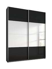 Rauch Dark Grey Courtney Glass and Centre 1.3m Sliding Mirror Semi Fitted Wardrobe - Image 2 of 2