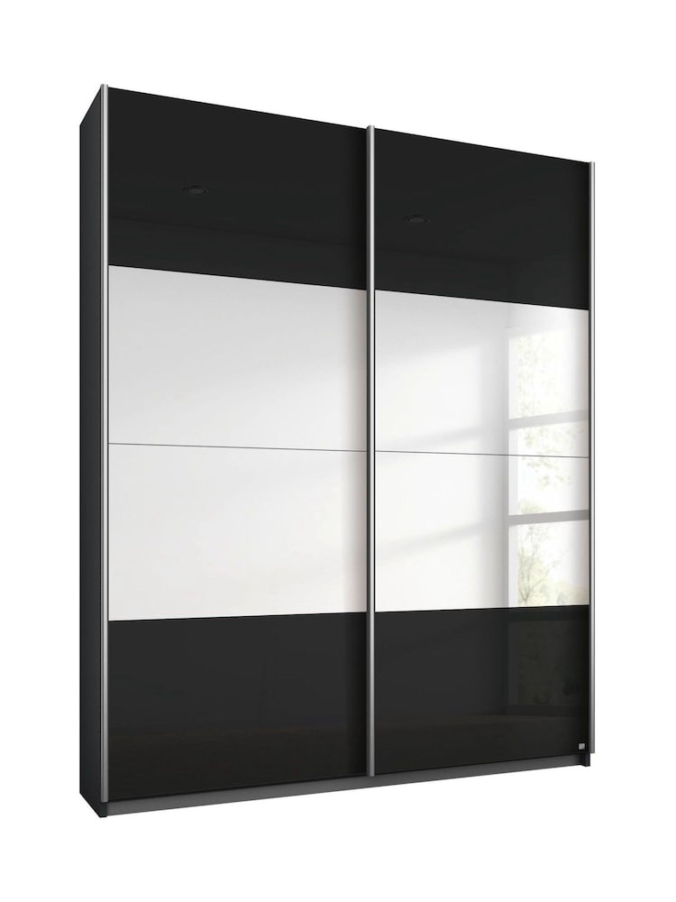 Rauch Dark Grey Courtney Glass and Centre 1.3m Sliding Mirror Semi Fitted Wardrobe - Image 2 of 2