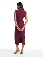 أرجواني - فستان متوسط الطول بياقة مشقوقة مع حزام من River Island - Image 4 of 5