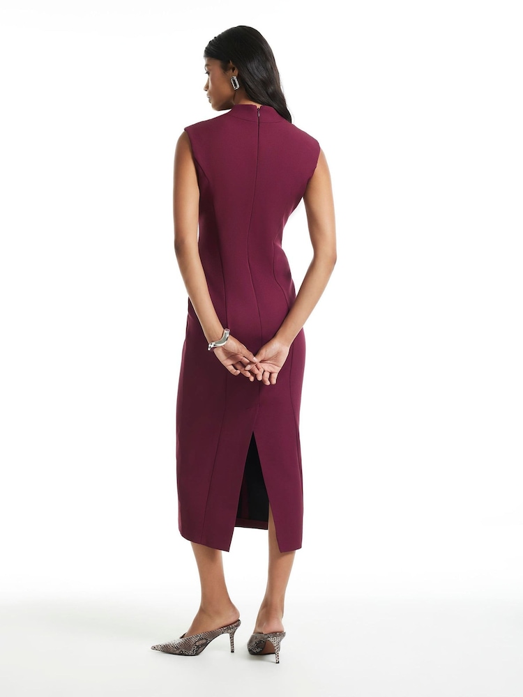 River Island Purple Notch Neck Belted Midi Dress - Image 4 of 4 River Island Purple Notch Neck Belted Midi Dress - Image 4 of 4