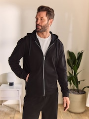 Black 100% Cotton Lightweight Zip Up Hoodie - Image 1 of 7