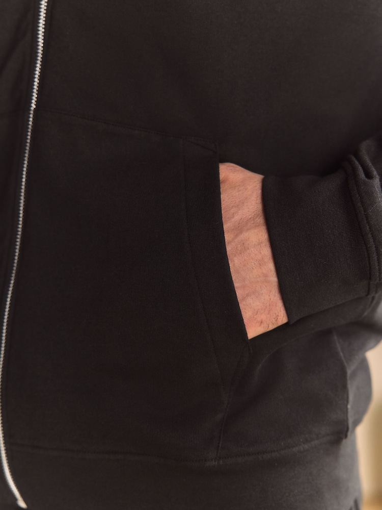 Black 100% Cotton Lightweight Zip Up Hoodie - Image 5 of 8