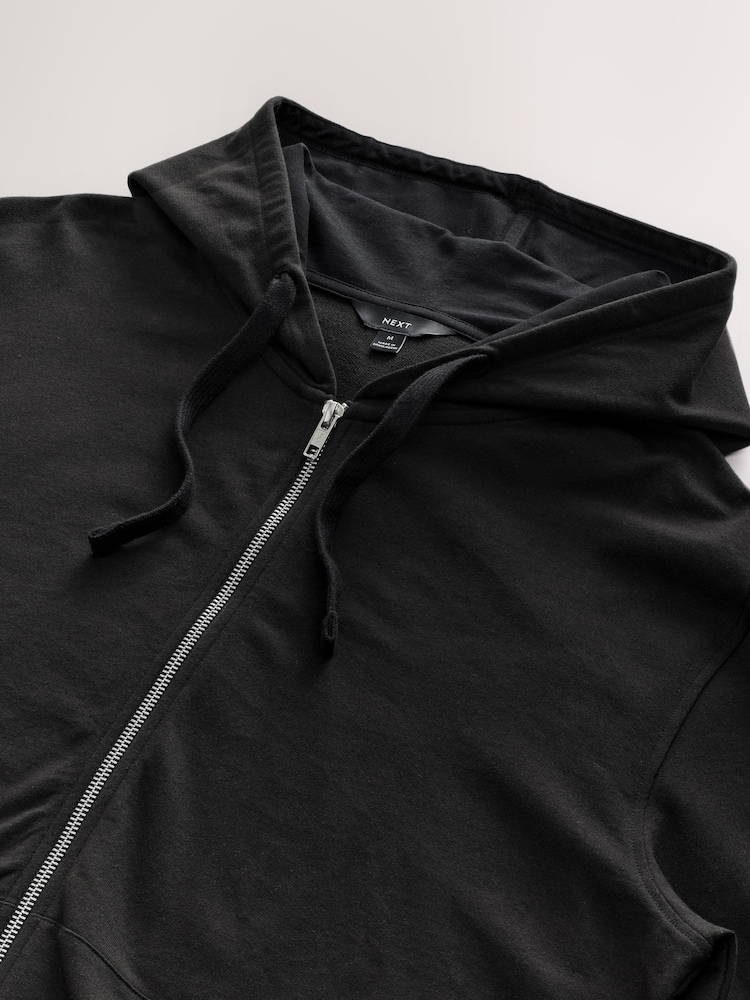 Black 100% Cotton Lightweight Zip Up Hoodie - Image 7 of 7