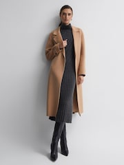 Reiss Charcoal Cady Knitted Roll Neck Midi Dress - Image 5 of 6