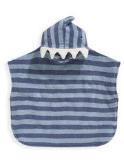 Mamas & Papas Blue 3D Shark Hood 100% Cotton Poncho - Bild 1 von 3