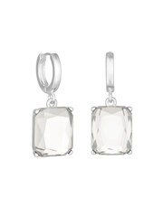 Mood Silver Crystal Emerald Cut Huggie Hoop Earrings - Image 3 of 3