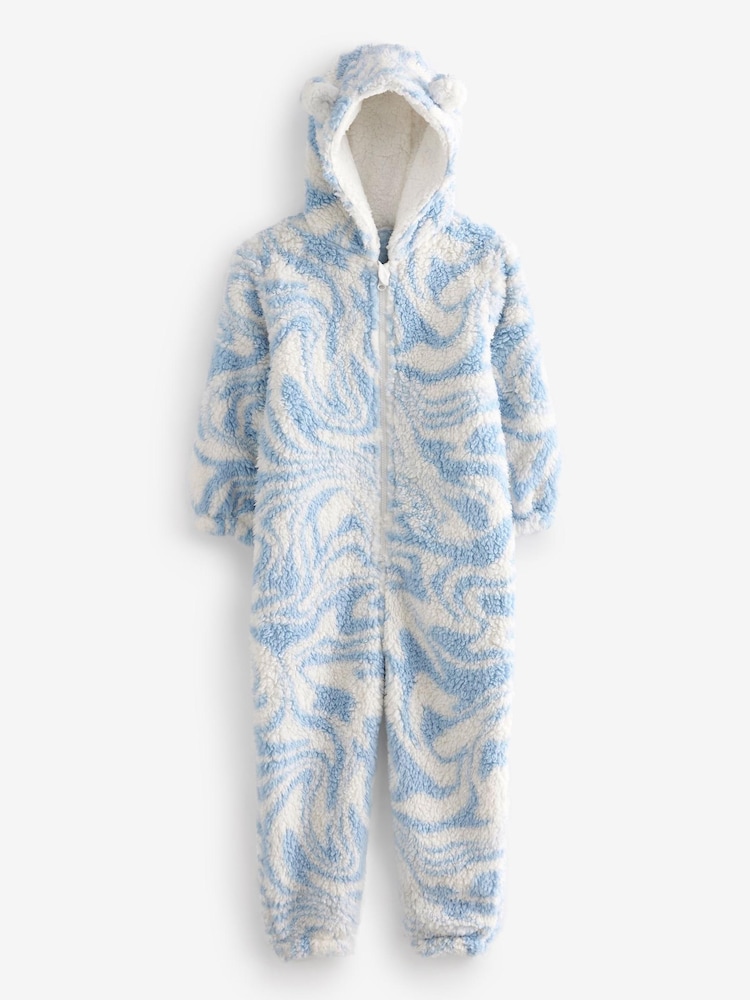 Blau/Weiß Wirbelmuster - Einteiler aus Teddyfleece (3–16 J.) - Bild 1 von 3 Blau/Weiß Wirbelmuster - Einteiler aus Teddyfleece (3–16 J.) - Bild 1 von 3