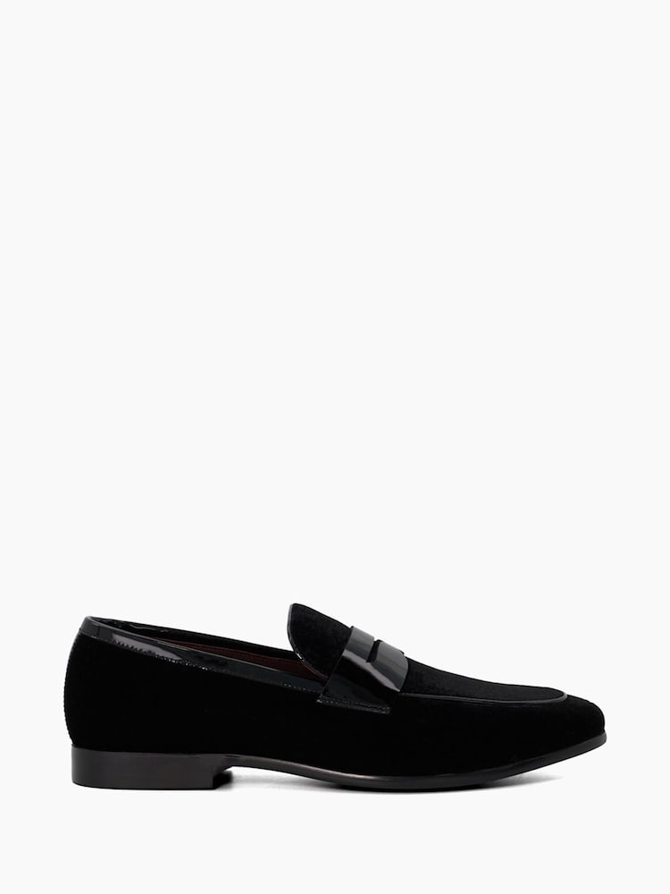 Dune London Black Sensory Velvet Saddle Loafers - Image 1 of 6