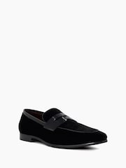 Dune London Black Sensory Velvet Saddle Loafers - Image 3 of 6