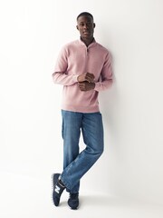 Pink Regular Cotton Premium Zip Neck Jumper - Image 2 of 8