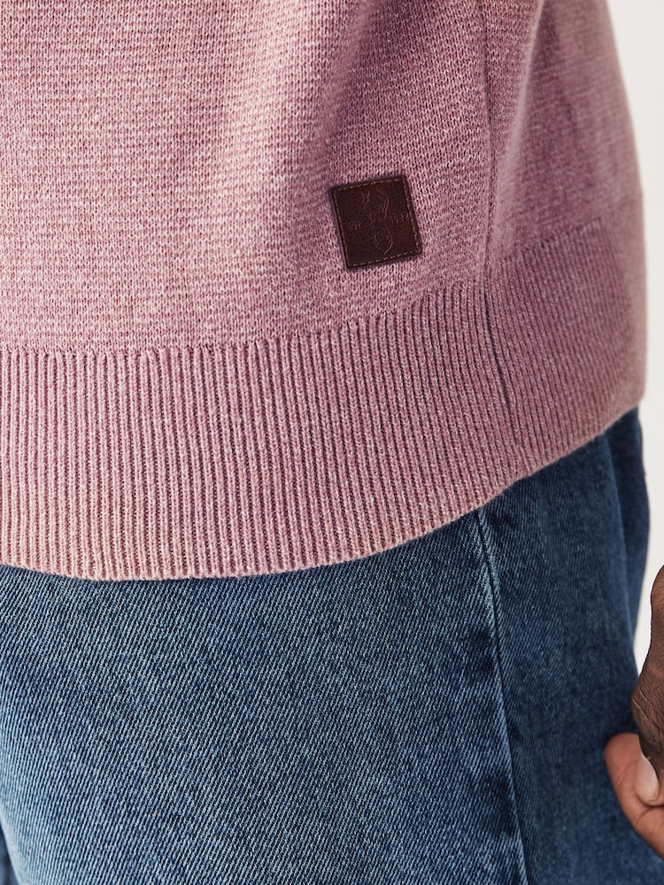 Pink Regular Cotton Premium Zip Neck Jumper - Image 5 of 8