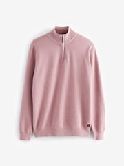 Pink Regular Cotton Premium Zip Neck Jumper - Image 6 of 8