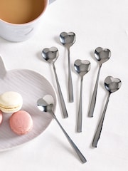 Silver 6 Piece Teaspoon Set Heart Stainless Steel Set - Image 1 of 3