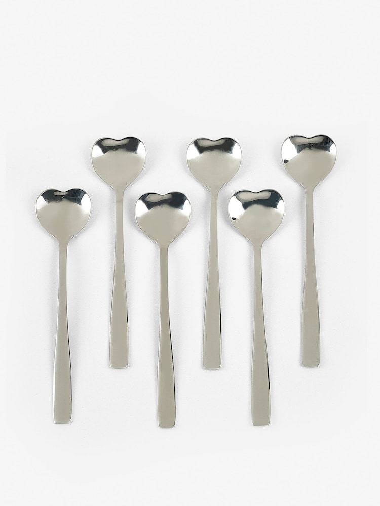 Silver 6 Piece Teaspoon Set Heart Stainless Steel Set - Image 3 of 3