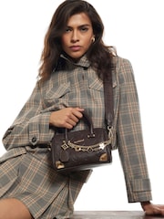 River Island Brown Embossed Metal Corner Bowler Bag - Image 1 of 6