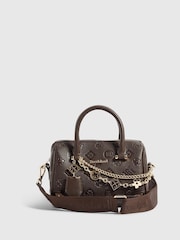 River Island Brown Embossed Metal Corner Bowler Bag - Image 2 of 6