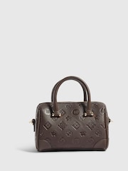 River Island Brown Embossed Metal Corner Bowler Bag - Image 4 of 6