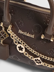River Island Brown Embossed Metal Corner Bowler Bag - Image 6 of 6