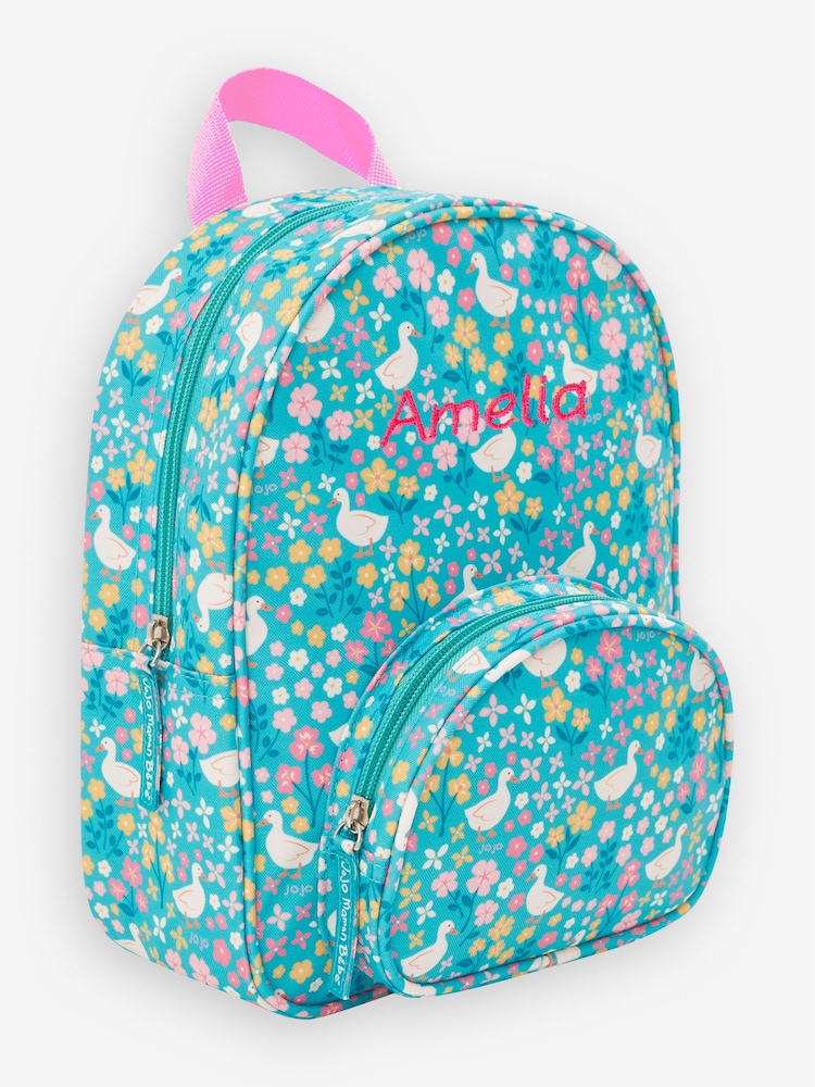 JoJo Maman Bébé Personalised Duck Floral Print Toddler Rucksack - Image 1 of 2