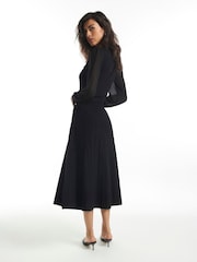 River Island Black Long Sleeve Chiffon Pointelle Dress - Image 2 of 4