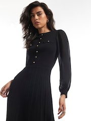 River Island Black Long Sleeve Chiffon Pointelle Dress - Image 4 of 4