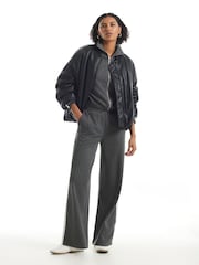 River Island Grey Grey Pinstripe Wide Leg Trousers - Image 1 of 4