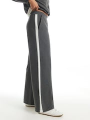 River Island Grey Grey Pinstripe Wide Leg Trousers - Image 3 of 4