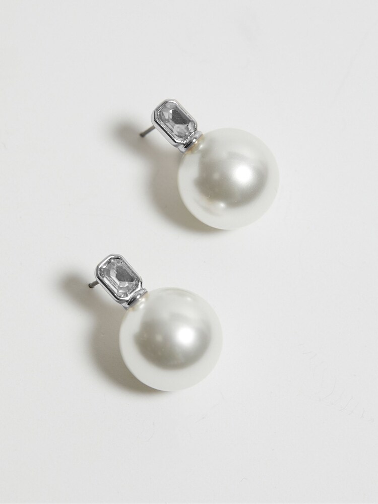 Mood Silver Pearl Snowman Drop Earrings - Image 1 of 3