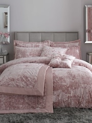 Catherine Lansfield Pink Crushed Velvet Duvet Cover and Pillowcase Set - Image 1 of 4