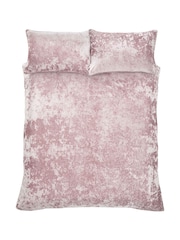 Catherine Lansfield Pink Crushed Velvet Duvet Cover and Pillowcase Set - Image 3 of 4