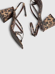 River Island Brown Leopard Block Heels Sandals - Image 5 of 6