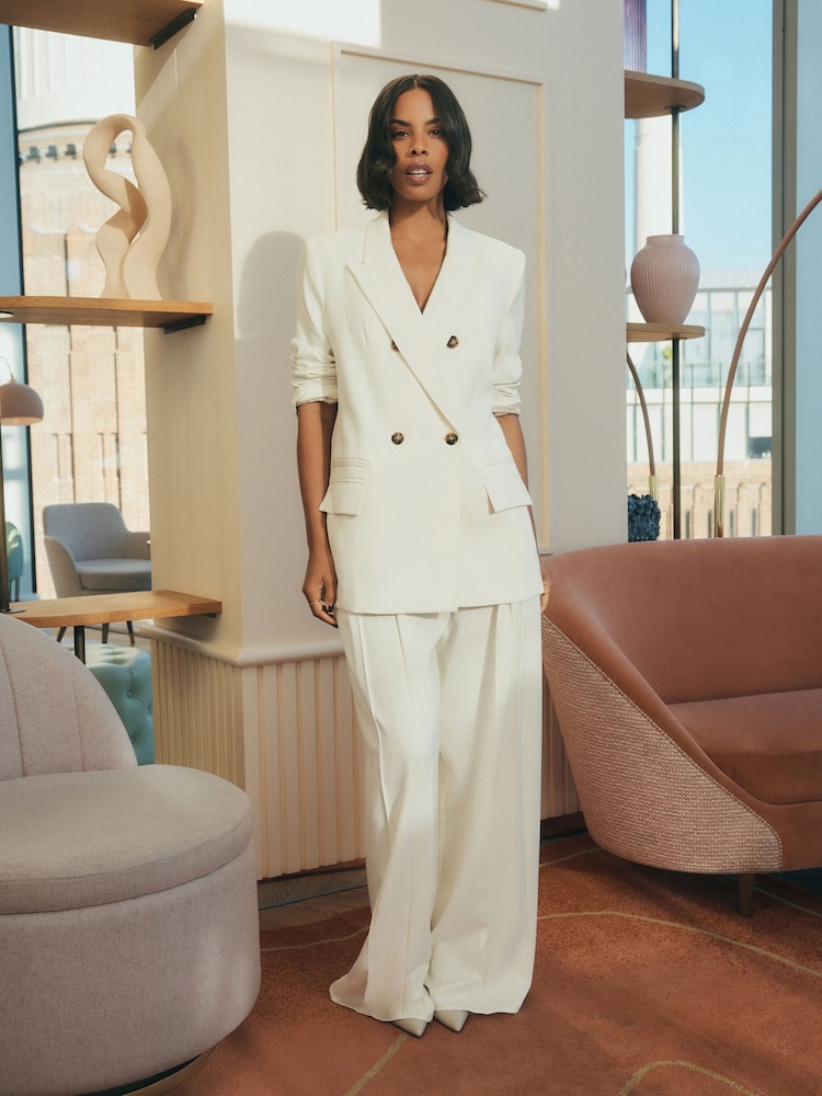 Ecru Double Breasted Tailored Blazer - Image 1 of 6