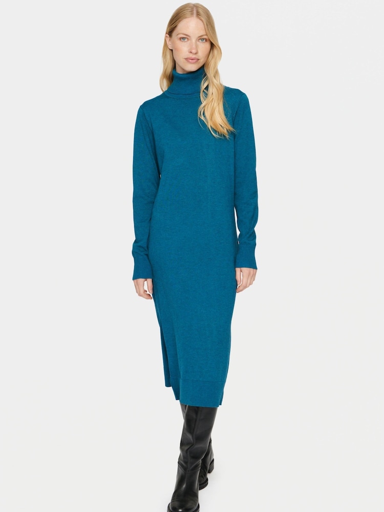 Saint Tropez Blue Mila Rollneck Knee Length Knit Dress - Image 2 of 5 Saint Tropez Blue Mila Rollneck Knee Length Knit Dress - Image 2 of 5