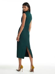 فستان متوسط الطول بياقة مشقوقة مع حزام من River Island - صورة 2 من 4