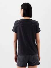 Gap Black Lace Flutter Sleeve Blouse - Image 2 of 2