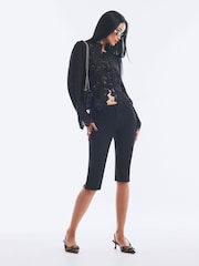 River Island Black Lace Detail Drummer Jacket - Image 1 of 3
