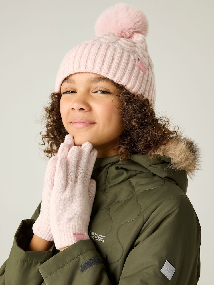 Regatta Pink Cable Pom Hat and Gloves Accessory Set - Image 2 of 9
