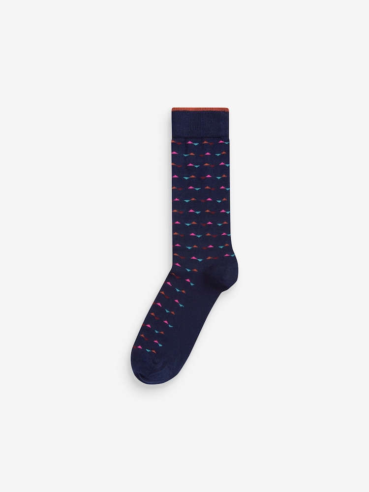 Navy Blue Neon 4 Pack Bamboo Signature Socks - Image 2 of 6