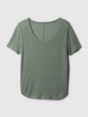 Gap Green Linen Blend Short Sleeve Scoop Neck T-Shirt - Image 4 of 4